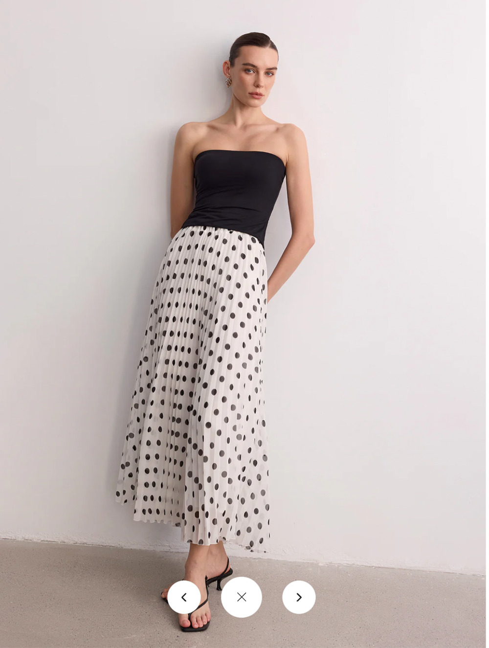 NWT Commense Pleated Polka Dot Maxi Skirt Sz M